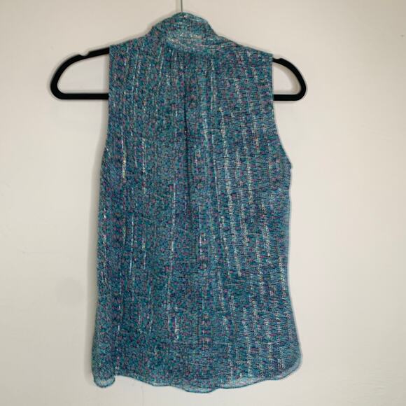 Rebecca Taylor Green Floral Chiffon Blouse Tie Neck Sz 4 - Picture 6 of 9